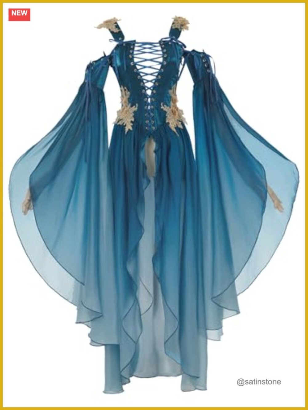Renaissance Costume Women Medieval Elf Dress Outer Garment Ren Faire